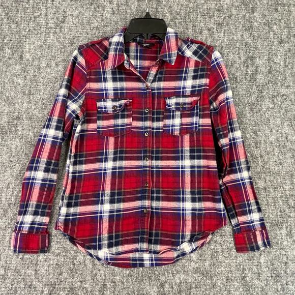 Forever 21 Shirt Womens S Red Plaid Flannel Button Up Chore Cottagecore‎ Farm - Picture 1 of 7